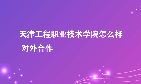 天津工程职业技术学院怎么样 对外合作