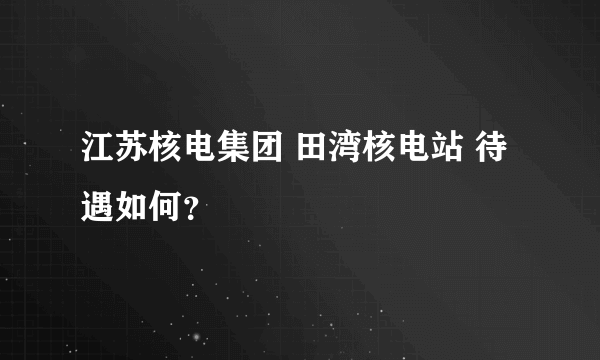 江苏核电集团 田湾核电站 待遇如何？