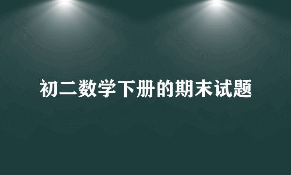 初二数学下册的期末试题