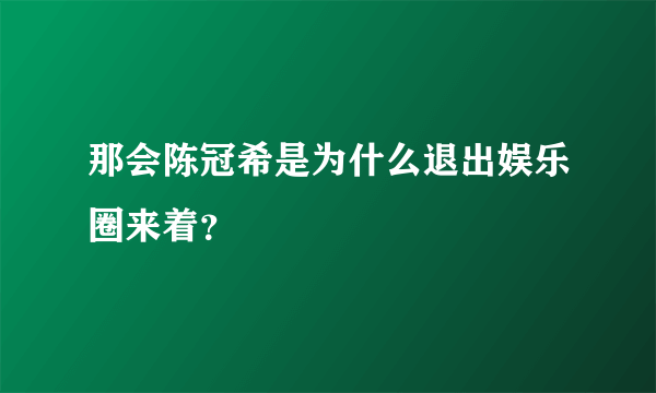 那会陈冠希是为什么退出娱乐圈来着？