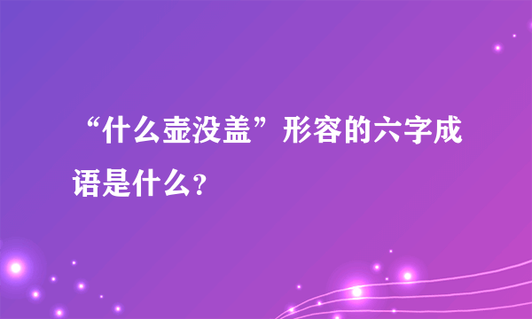 “什么壶没盖”形容的六字成语是什么？