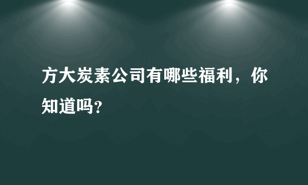 方大炭素公司有哪些福利，你知道吗？