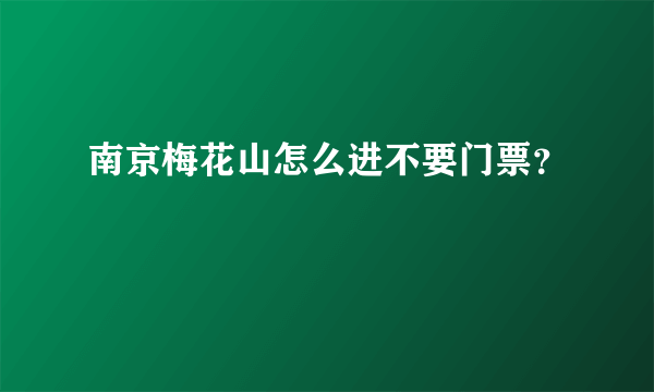 南京梅花山怎么进不要门票？