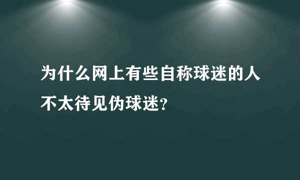 为什么网上有些自称球迷的人不太待见伪球迷？