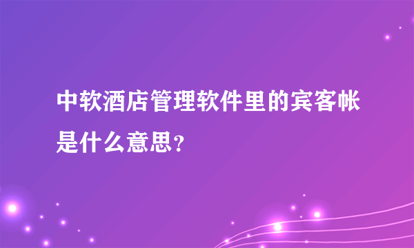 中软酒店管理软件里的宾客帐是什么意思？