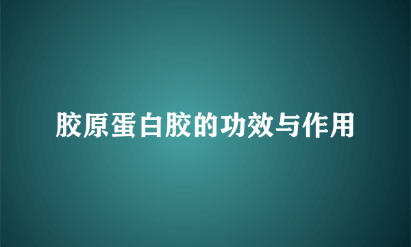 胶原蛋白胶的功效与作用