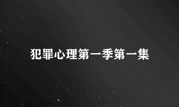 犯罪心理第一季第一集