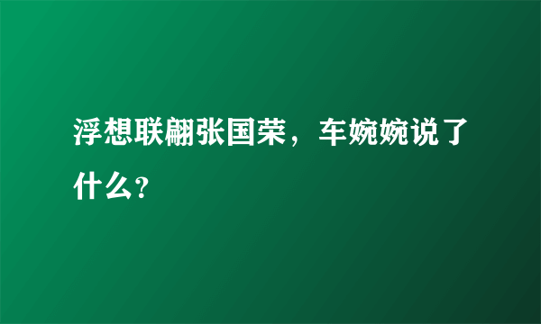 浮想联翩张国荣，车婉婉说了什么？