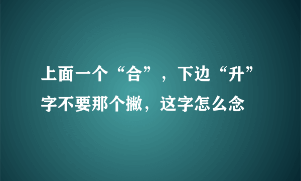 上面一个“合”，下边“升”字不要那个撇，这字怎么念