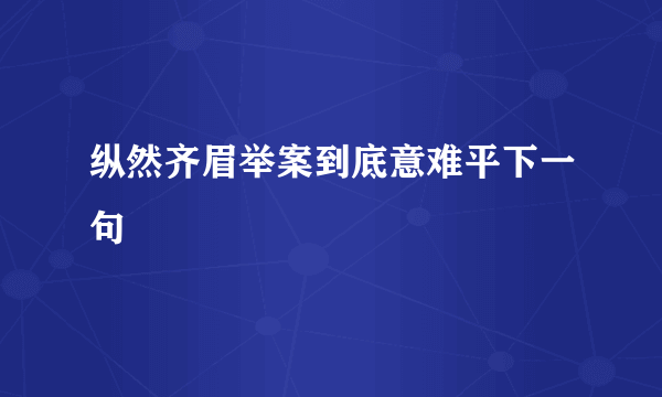 纵然齐眉举案到底意难平下一句