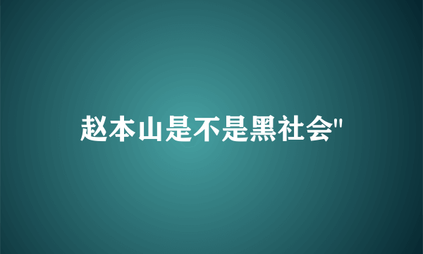 赵本山是不是黑社会