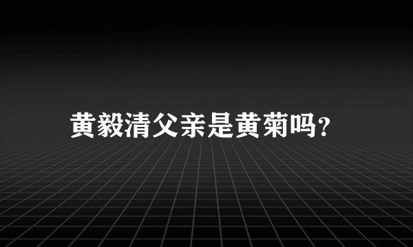 黄毅清父亲是黄菊吗？