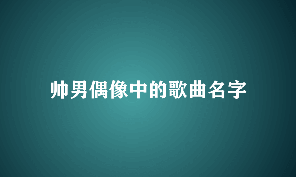 帅男偶像中的歌曲名字