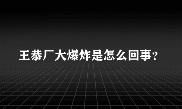 王恭厂大爆炸是怎么回事？