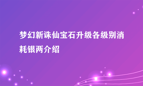 梦幻新诛仙宝石升级各级别消耗银两介绍