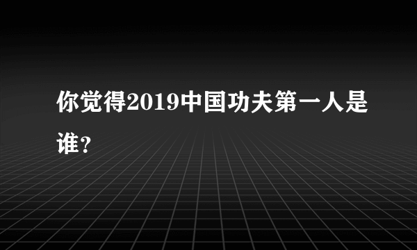 你觉得2019中国功夫第一人是谁？