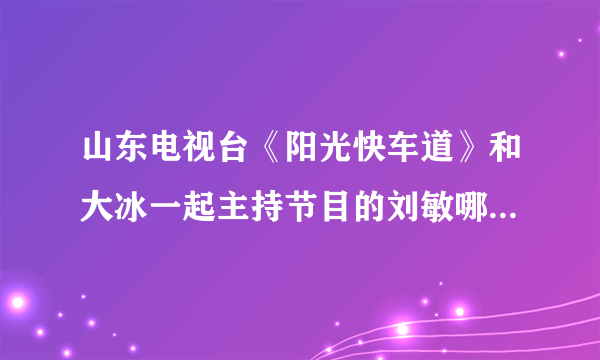 山东电视台《阳光快车道》和大冰一起主持节目的刘敏哪儿高就去了?