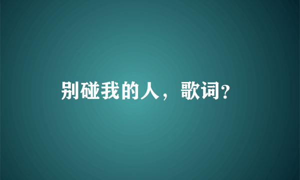 别碰我的人，歌词？