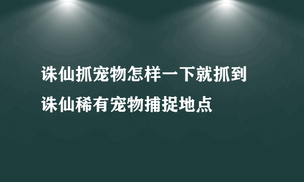 诛仙抓宠物怎样一下就抓到 诛仙稀有宠物捕捉地点