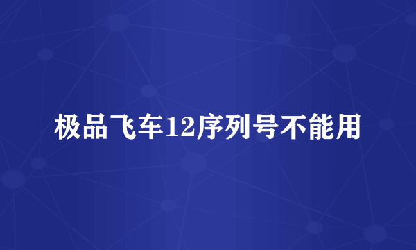 极品飞车12序列号不能用