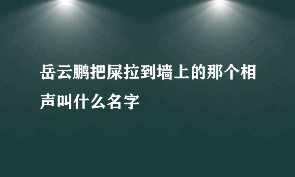 岳云鹏把屎拉到墙上的那个相声叫什么名字