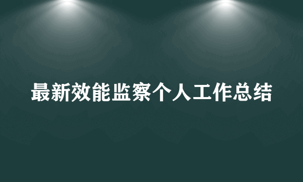 最新效能监察个人工作总结