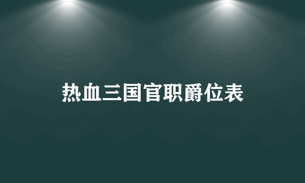 热血三国官职爵位表