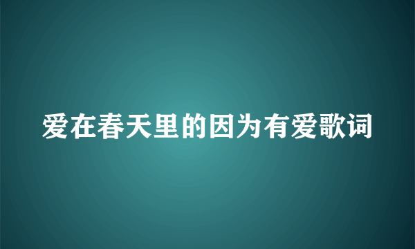 爱在春天里的因为有爱歌词