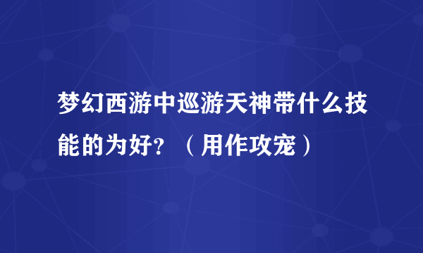 梦幻西游中巡游天神带什么技能的为好？（用作攻宠）