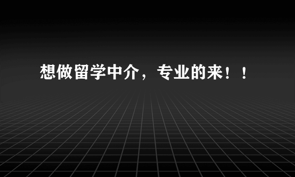 想做留学中介，专业的来！！