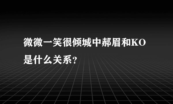 微微一笑很倾城中郝眉和KO是什么关系？