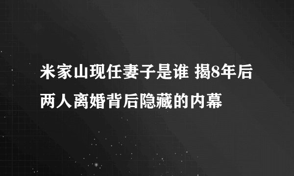 米家山现任妻子是谁 揭8年后两人离婚背后隐藏的内幕