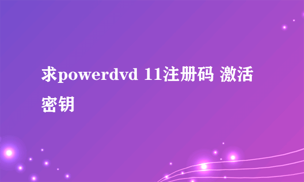 求powerdvd 11注册码 激活密钥