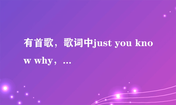 有首歌，歌词中just you know why，叫什么名字