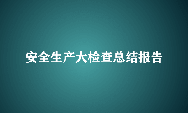 安全生产大检查总结报告