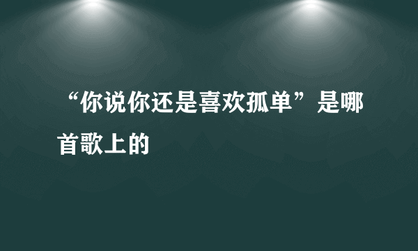 “你说你还是喜欢孤单”是哪首歌上的