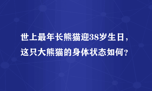 世上最年长熊猫迎38岁生日，这只大熊猫的身体状态如何？