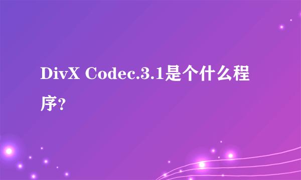 DivX Codec.3.1是个什么程序？