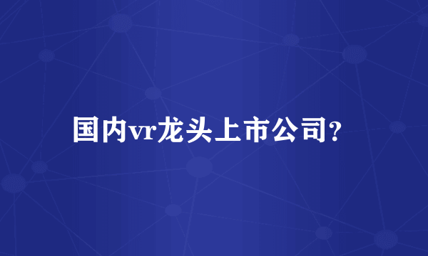 国内vr龙头上市公司？