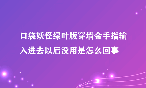 口袋妖怪绿叶版穿墙金手指输入进去以后没用是怎么回事