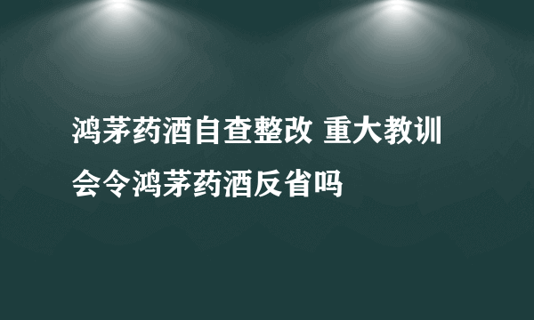 鸿茅药酒自查整改 重大教训会令鸿茅药酒反省吗