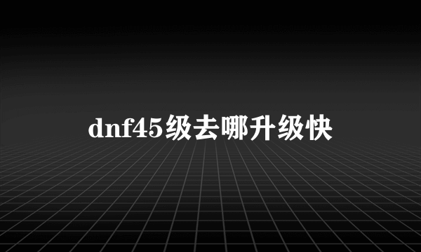 dnf45级去哪升级快