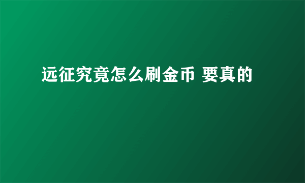 远征究竟怎么刷金币 要真的