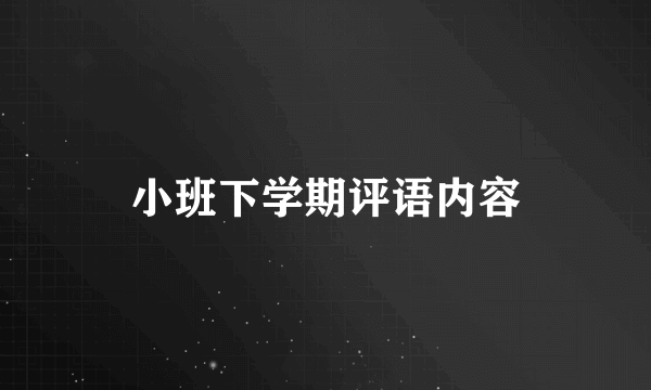 小班下学期评语内容