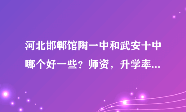 河北邯郸馆陶一中和武安十中哪个好一些？师资，升学率，食宿条件方面