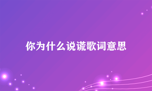 你为什么说谎歌词意思