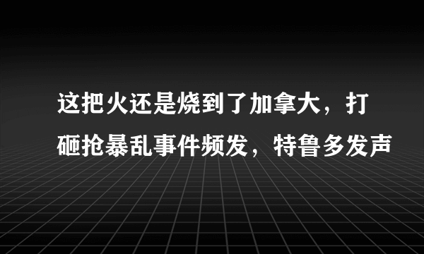 这把火还是烧到了加拿大，打砸抢暴乱事件频发，特鲁多发声