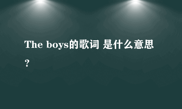 The boys的歌词 是什么意思？