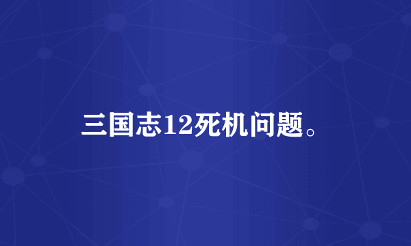 三国志12死机问题。