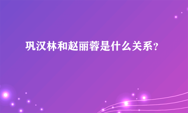 巩汉林和赵丽蓉是什么关系？